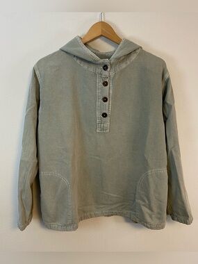 Sea‎ Breeze 100% Cotton Green Button Front Hoodie Women’s Small